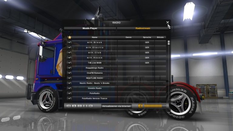 Radio list of 65 online radio V 3.0 for ATS Euro Truck