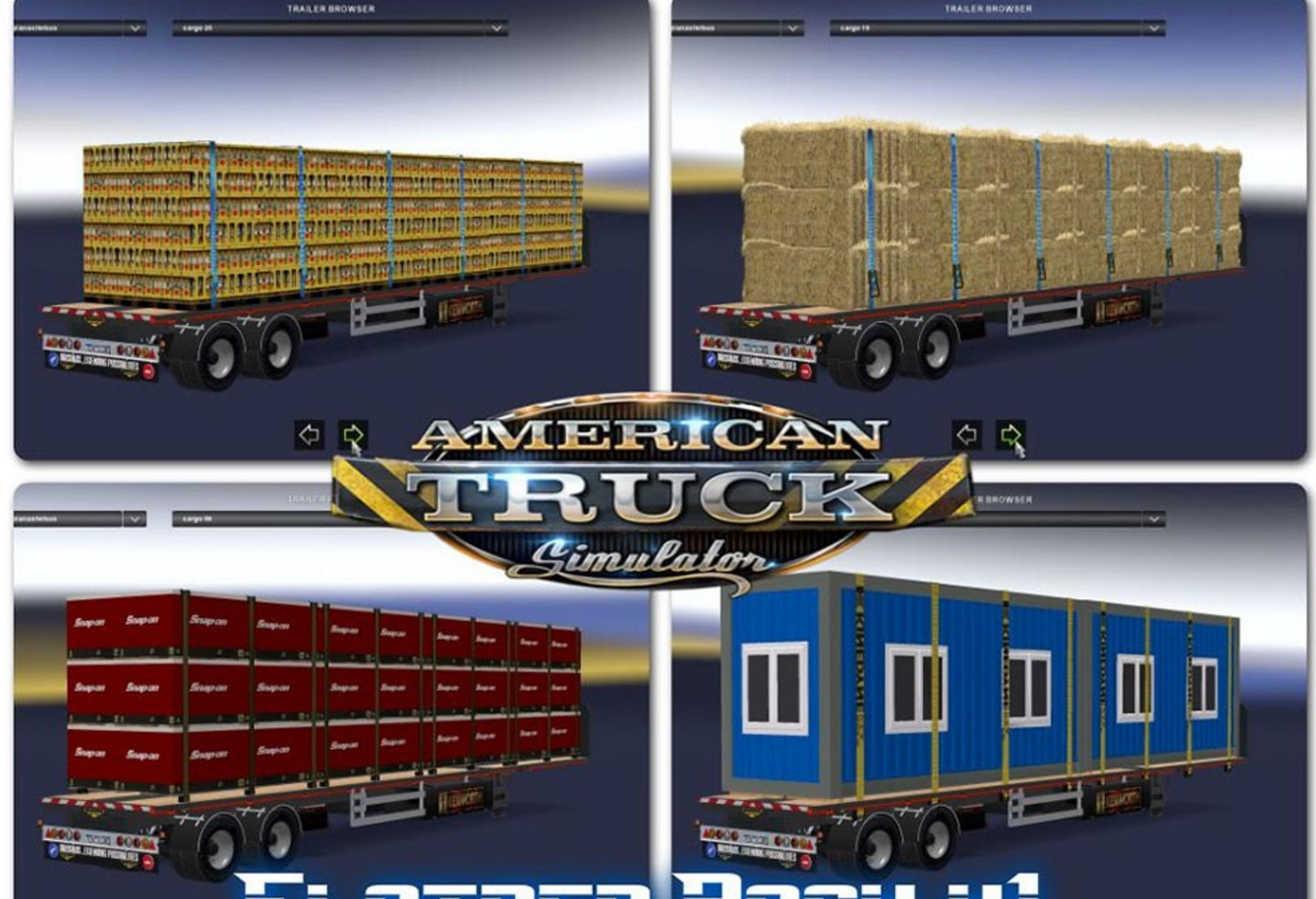 cargo transport simulator flatbed with trailer