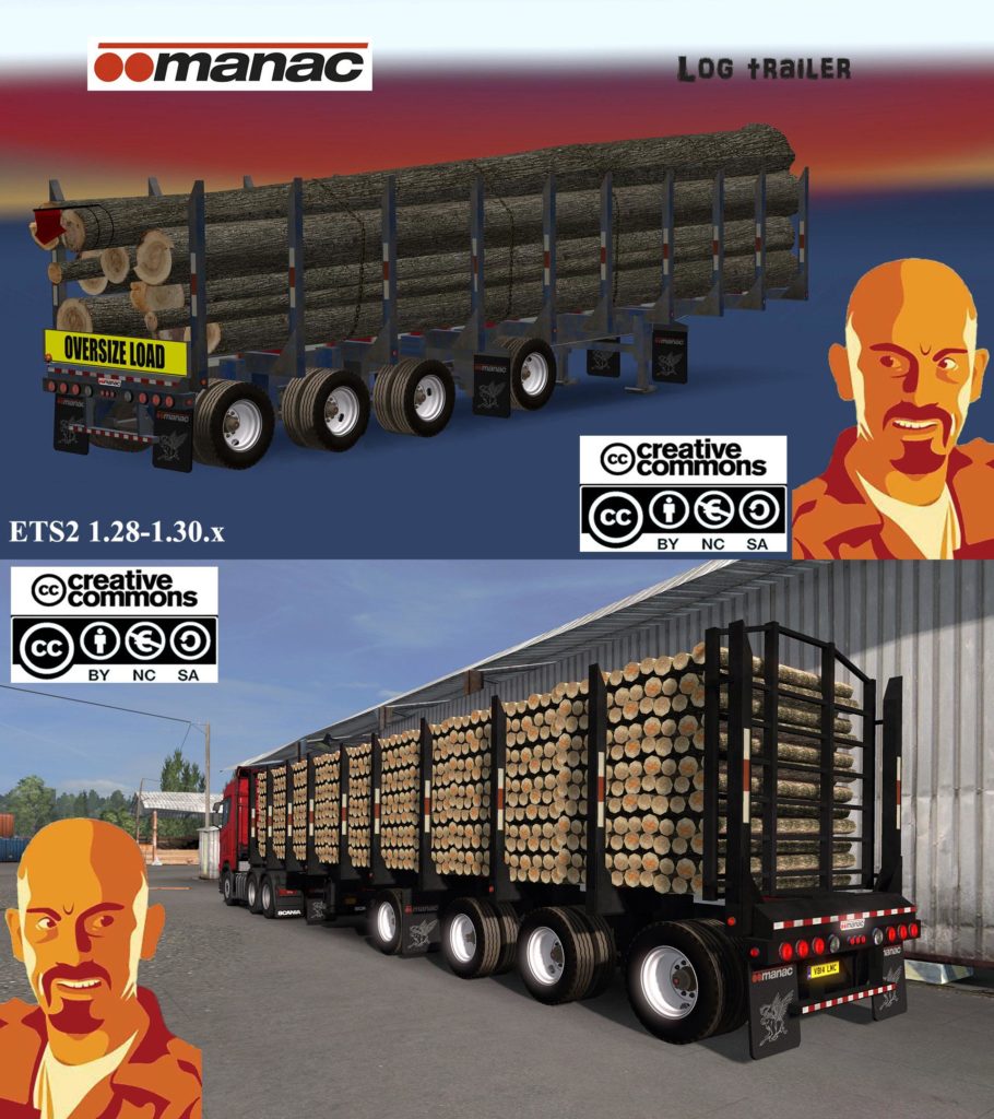 MANAC 4 AXIS LOG TRAILER ETS2 1.28 1.30.X MOD Euro Truck Simulator