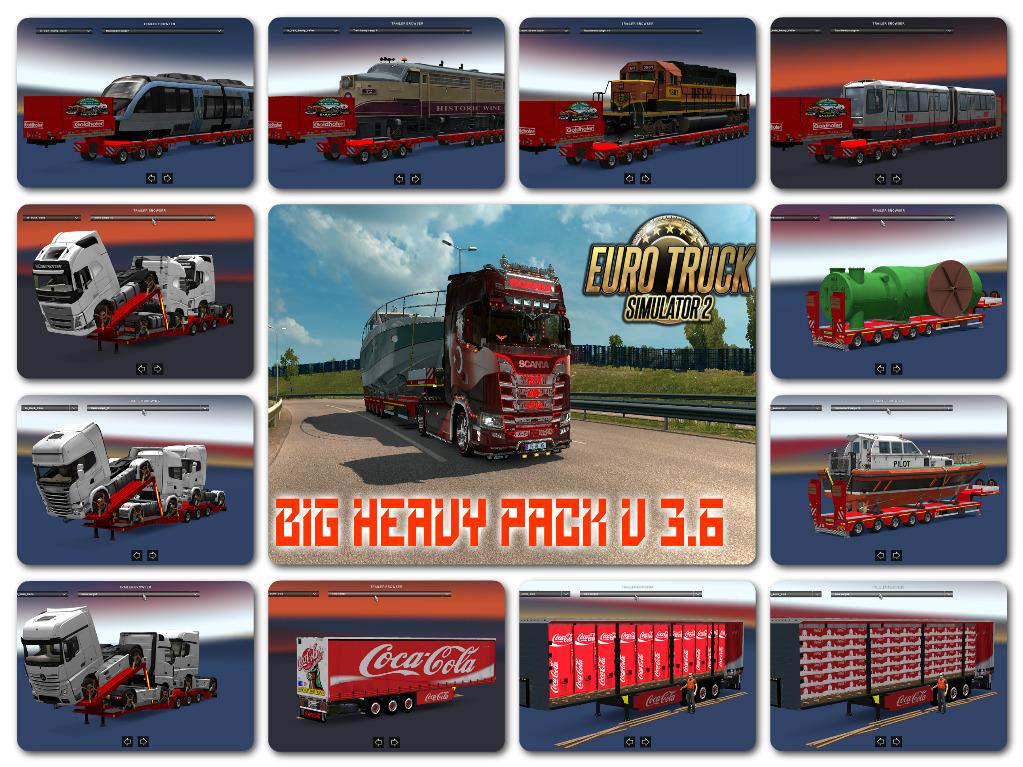 BIG HEAVY PACK V3.6 1.30 TRAILERS Euro Truck Simulator 2 Mods