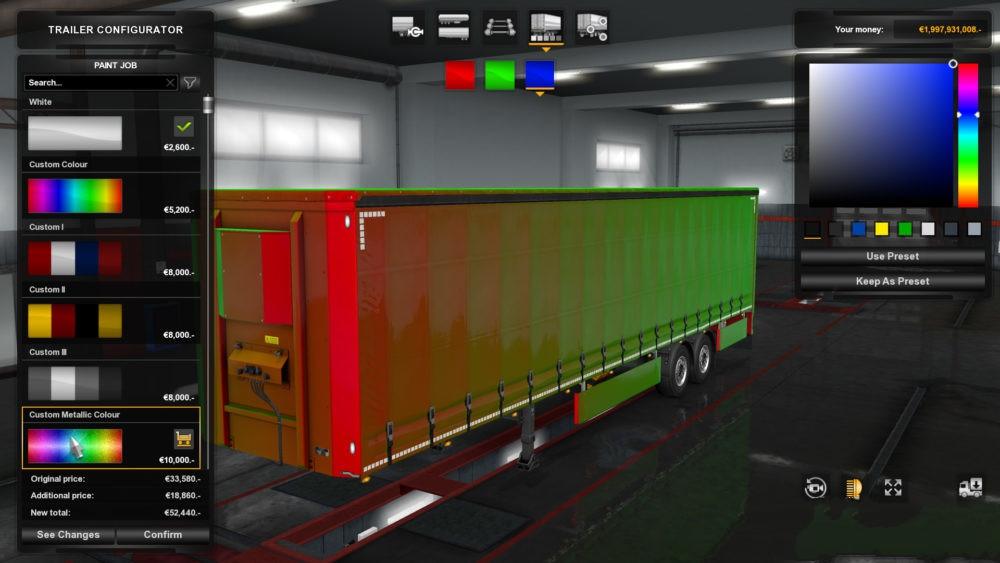 CUSTOM PAINTS FOR TRAILERS 1.32 TUNING MOD Euro Truck Simulator 2