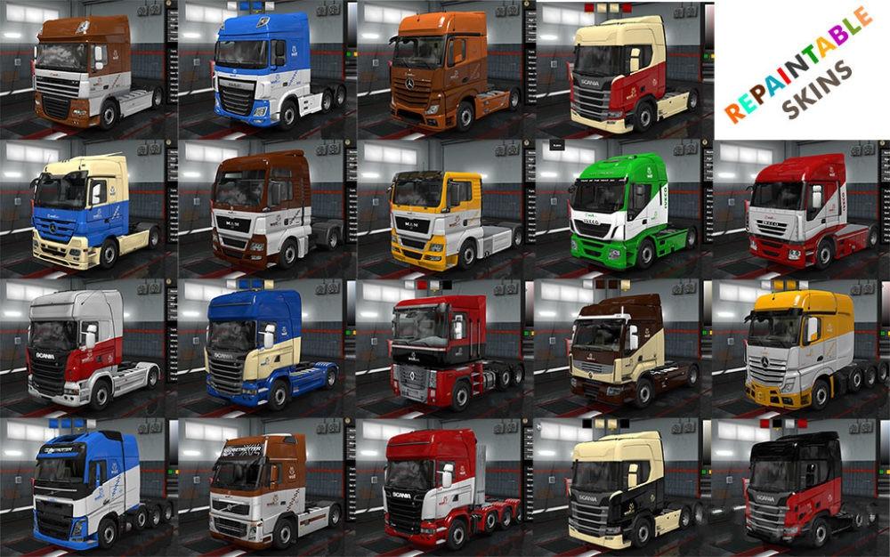 WOLF REPAINTABLE TRUCK AND TRAILER SKINS FOR 1.32.X ETS2 Euro Truck
