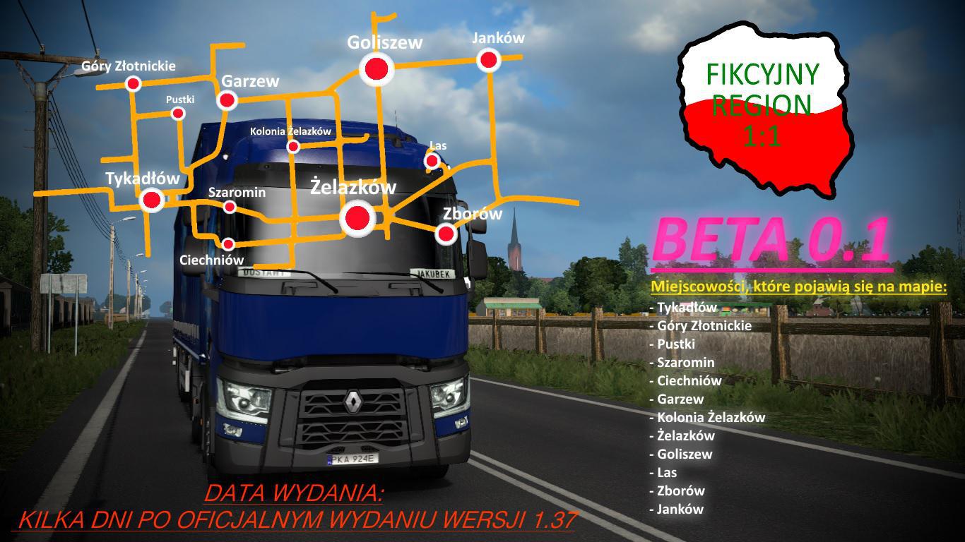Fikcyjny Region 11 v0.11 BETA ETS2 Euro Truck Simulator 2 Mods
