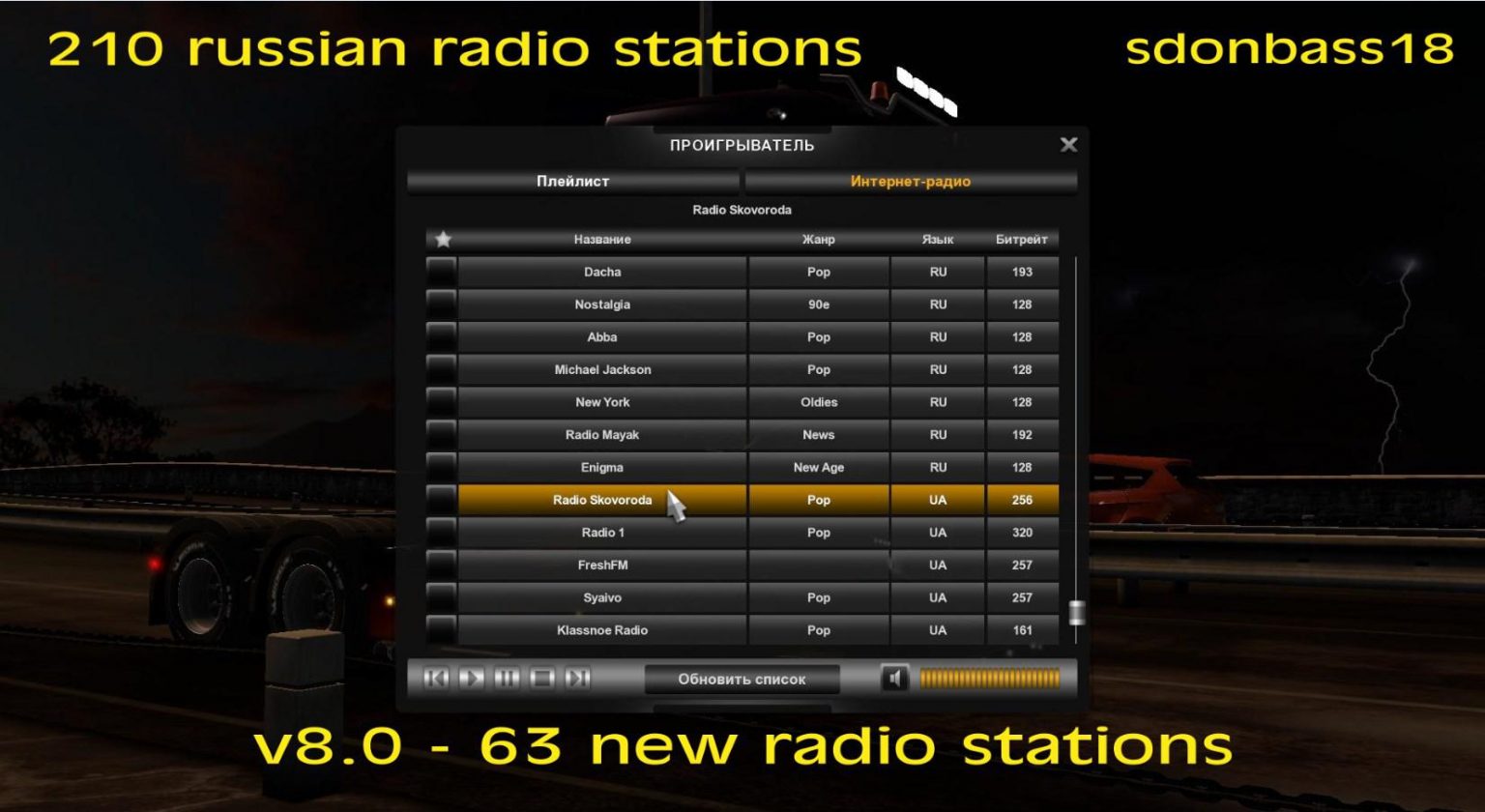 Russian radio stations v8.0 ETS2 Euro Truck Simulator 2 Mods