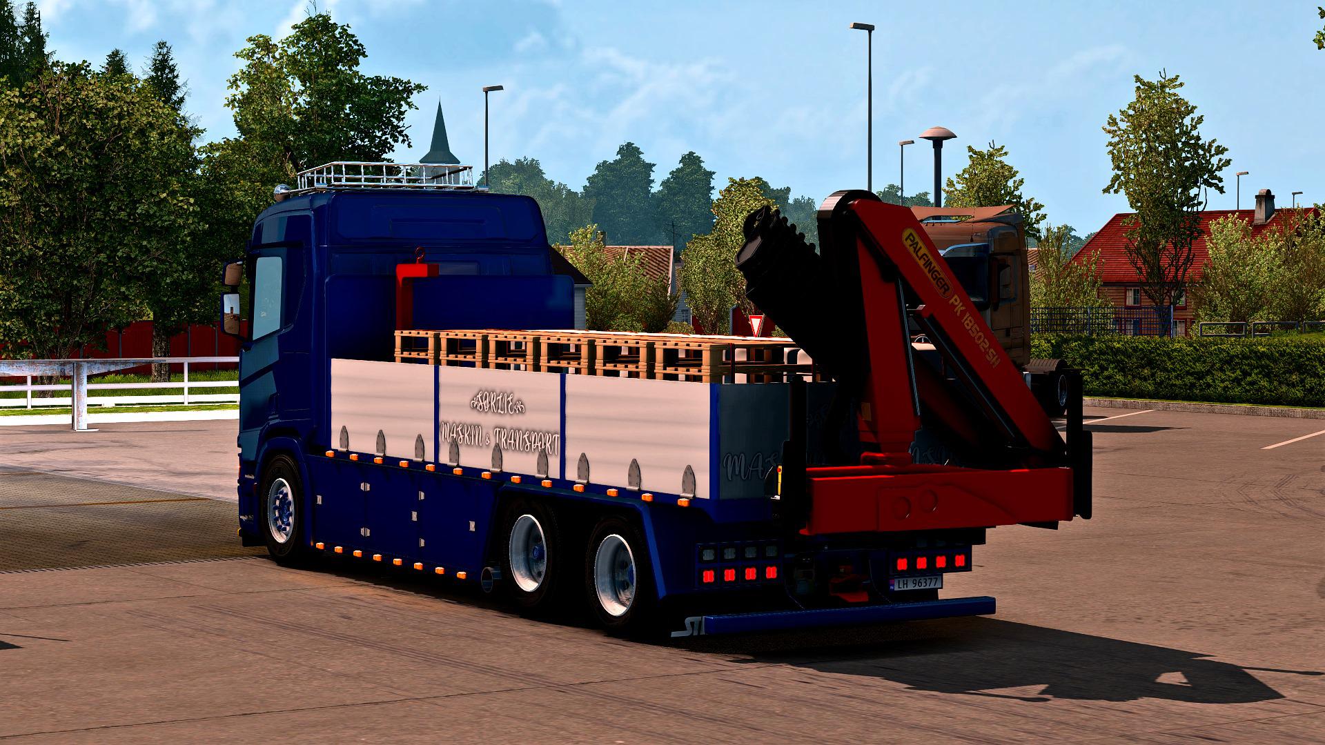 Scania NG Flatbed With Palfinger Crane ETS Euro Truck Simulator Mods American Truck