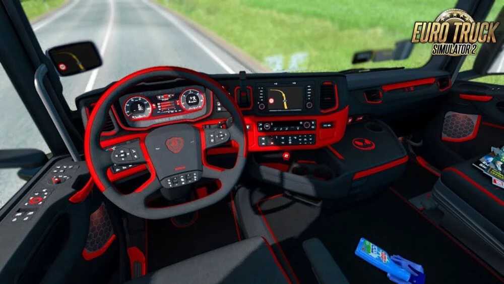 Scania S R CMI Black Red Devil Interior ETS Euro Truck Simulator Mods American