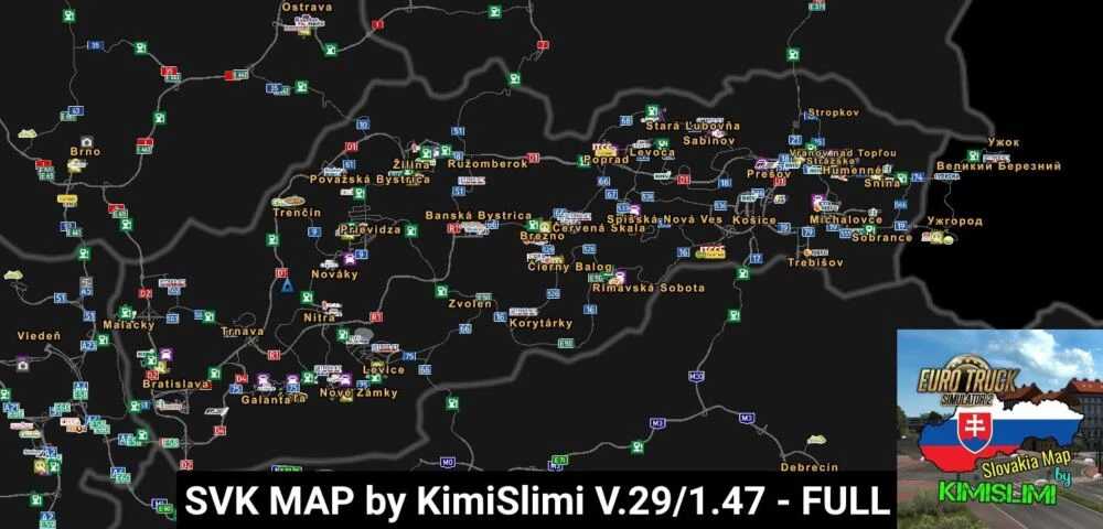 SVK MAP by KimiSlimi v29 1.47 ETS2 - Euro Truck Simulator 2 Mods ...